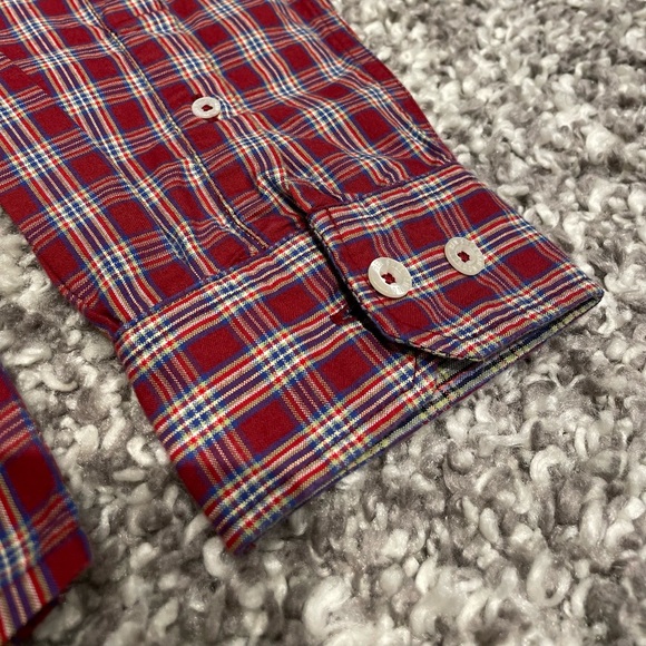 Plaid Red, Blue & White Long-Sleeve Button Down - Picture 5 of 9